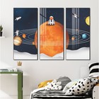 Наклейка пластик интерьерная триптих "Космонавты в космосе" набор 3 листа 29,5х61 см - фото 9697273