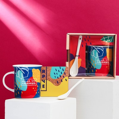 Подарочный набор «Делай, что любишь»: кружка 300 мл, ложка, подставка