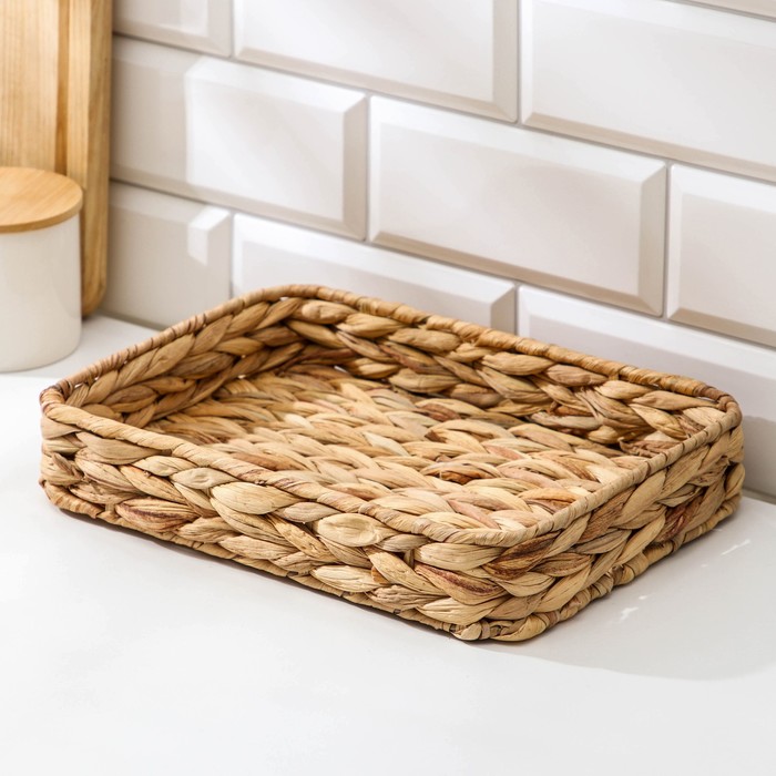 Корзинка для подачи Доляна «Камыш», 28×20×5 см, из соломы - Фото 1