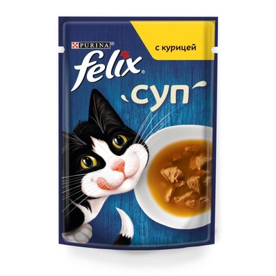 Влажный корм FELIX Суп с курицей, для кошек, 48 г - Фото 1