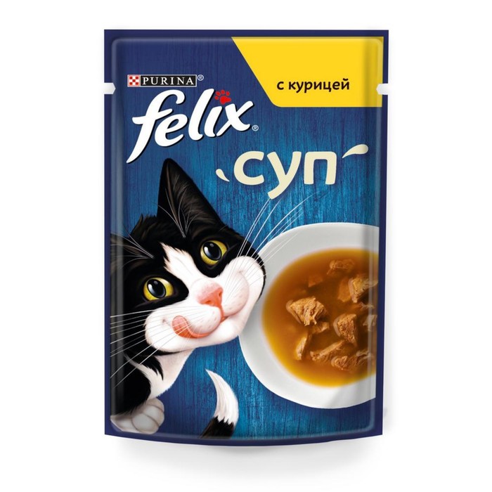 Влажный корм Felix Суп с курицей, для кошек, 48 г - Фото 1