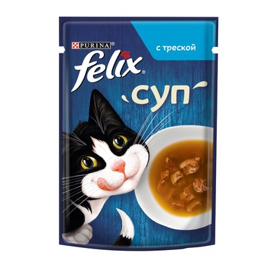 Влажный корм FELIX Суп с треской, для кошек, 48 г - Фото 1