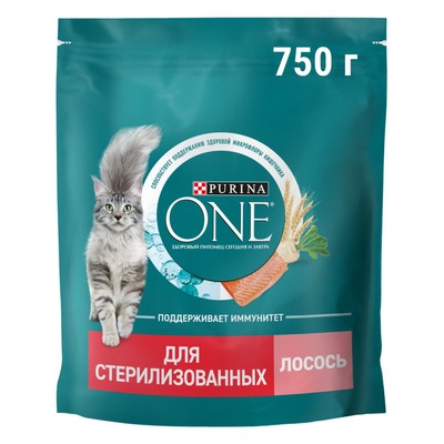 Сухой корм Purinа One для стерилизованных кошек, лосось/пшеница, 750 г