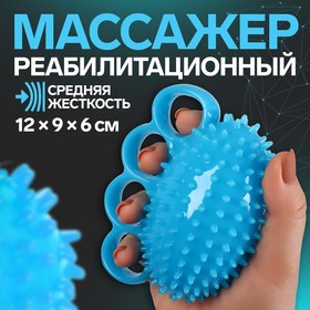 Массажёр «Мячик», с шипами, универсальный, 12 × 9 × 6 см, цвет голубой 7620366