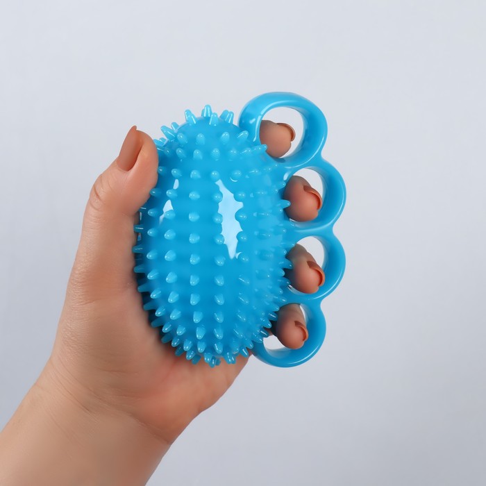 Массажёр «Мячик», с шипами, универсальный, 12 × 9 × 6 см, цвет голубой 27664