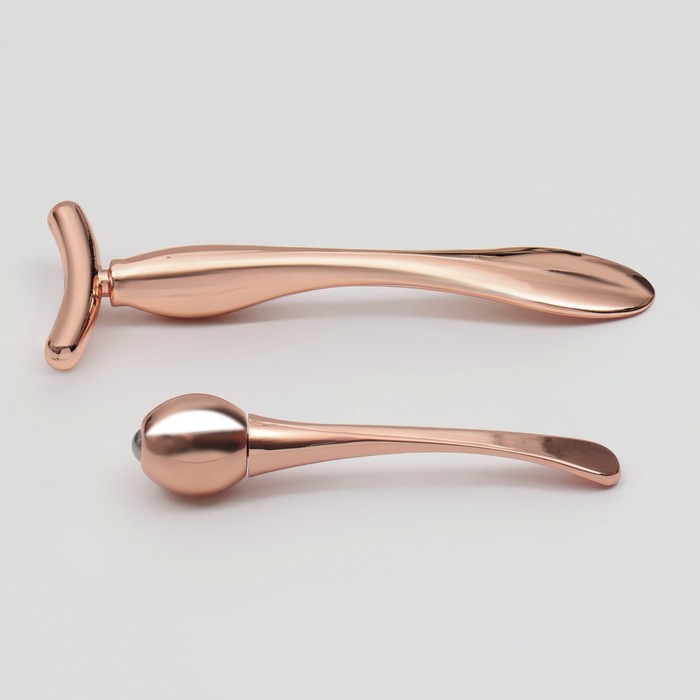 Набор массажёров для лица и зоны декольте, 2 шт, цвет розовое золото 27667