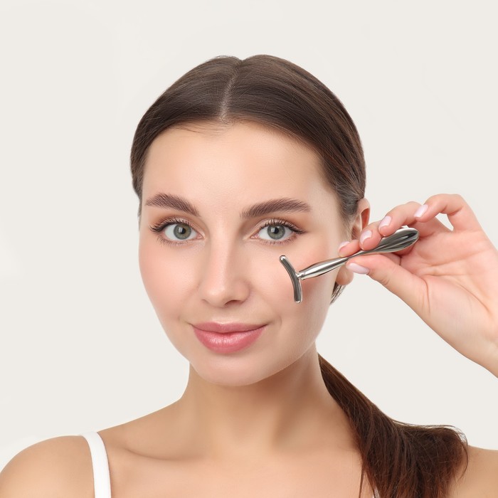 Набор массажёров для лица и зоны декольте, 2 шт, цвет серебристый 27669