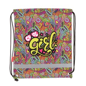 

Мешок для обуви 440 х 365 мм, Erich Krause, плотность 300D, со светоотражающей полосой, Cool Girl, розовый/жёлтый