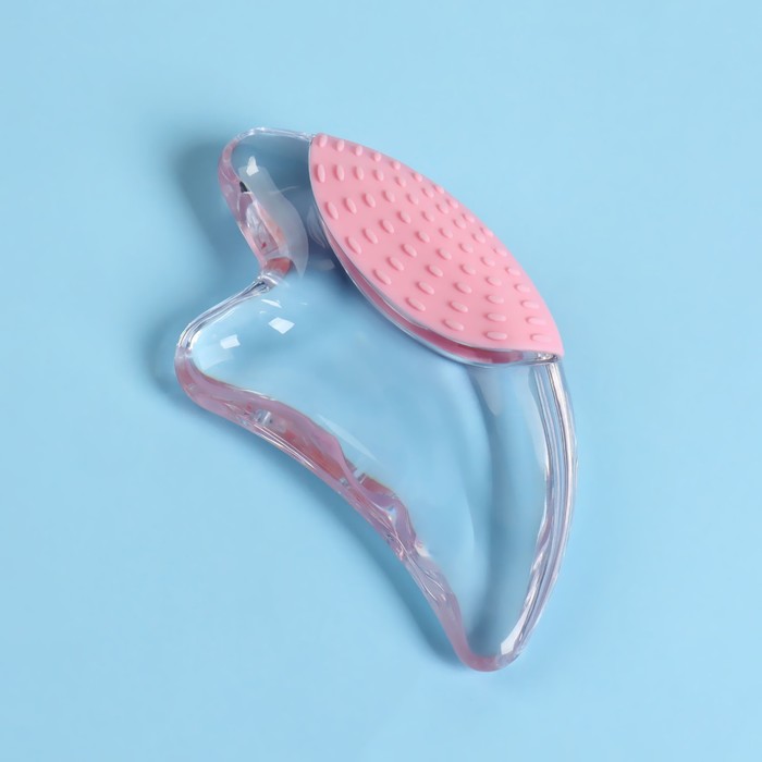 Массажёр гуаша «Лапка», с щёткой, 13,5 × 7 см, цвет прозрачный/розовый 27672