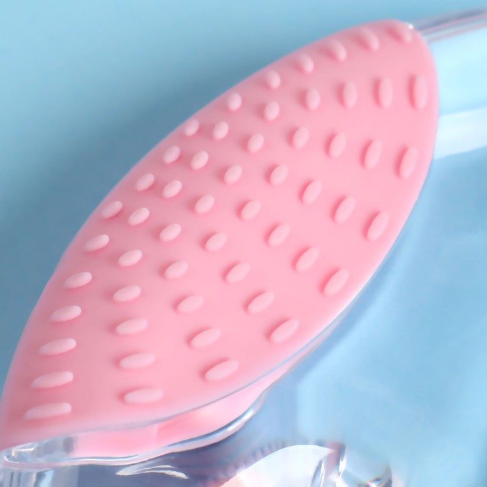 Массажёр гуаша «Лапка», с щёткой, 13,5 × 7 см, цвет прозрачный/розовый 27672