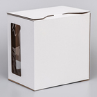 Коробка под торт 2 окна, с ручками, белая, 28 х 28 х 20 см - Фото 3