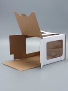 Коробка под торт 2 окна, с ручками, белая, 24×24×20 см - Фото 9