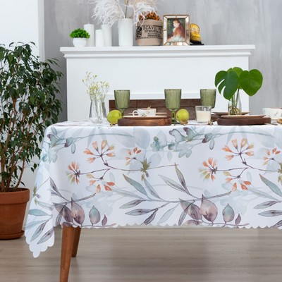 Скатерть «Доляна. Акварельные листья», 145×220 см, 100% п/э