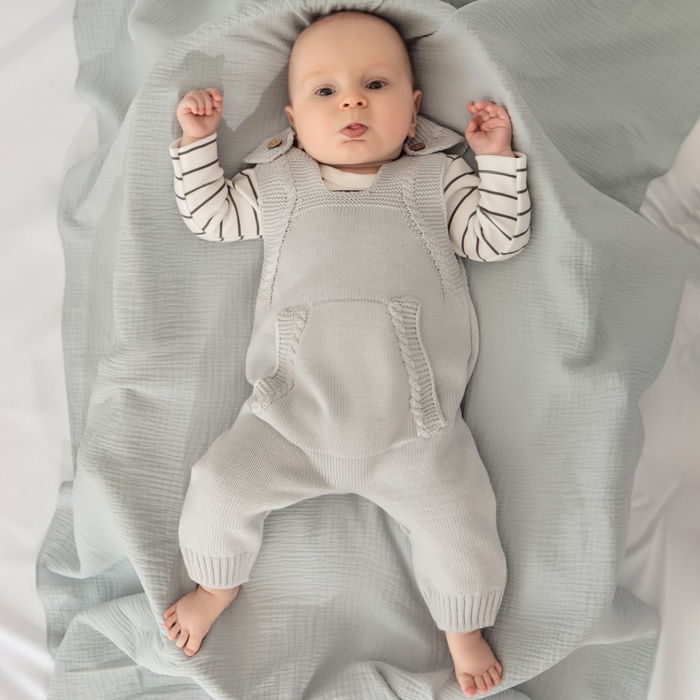 Комбинезон вязаный Крошка Я Basic, рост74-80 см, серый - Фото 1