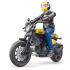 Мотоцикл Scrambler Ducati жёлтый, с мотоциклистом - Фото 2