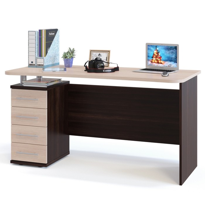 Стол компьютерный «КСТ – 105», 1350×600×750 мм, цвет венге/белёный дуб - Фото 1