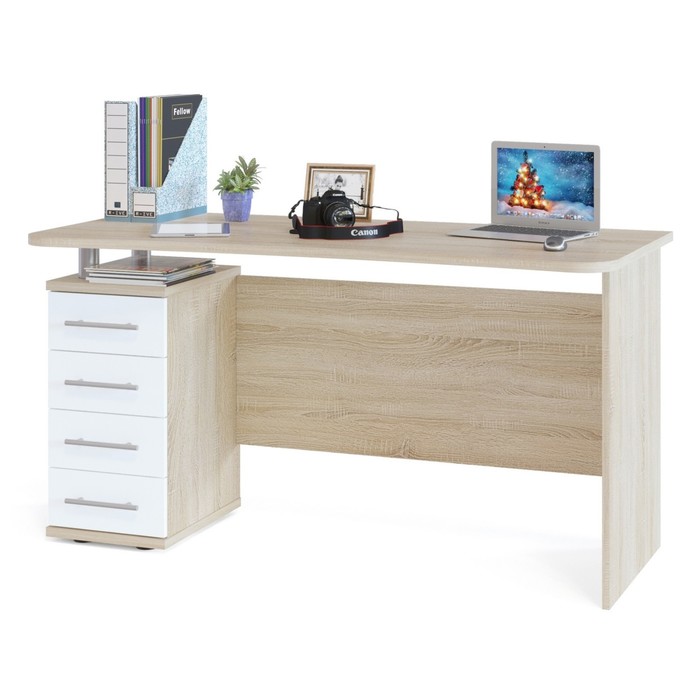 Стол компьютерный «КСТ – 105», 1350×600×750 мм, цвет дуб сонома/белый - Фото 1