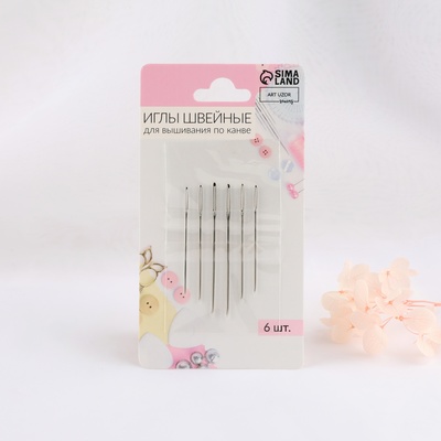 Иглы для вышивания по канве, d=0.76 / 0.94 / 1.05 мм, 3.7 - 4.6 см, 6 шт.