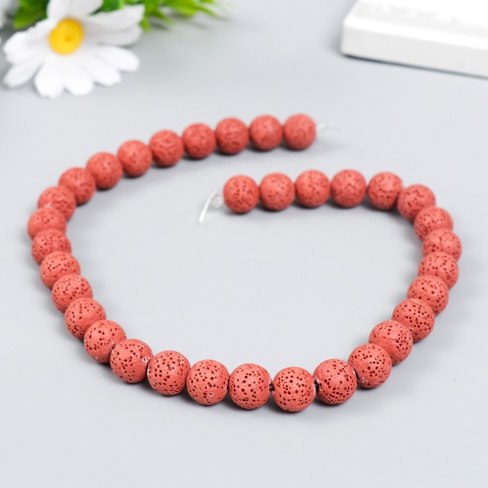 Набор бусин для ароматерапии с отверстием «Круглые. Малиновый», d=1.2 см, 33 шт. ±-3 - Фото 1