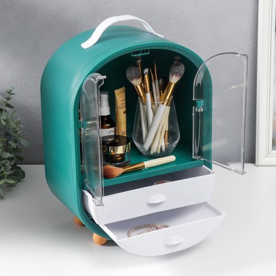 Шкатулка для украшений и косметики «Овальный комод. Зелёный», пластик, 39×15×26.5 см