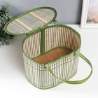 Шкатулка для украшений «Нежно-зелёная», с ручками на молнии, бамбук, 21×20×30 см - фото 59996392