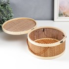 Шкатулка бамбук "Круглая" со шнуром 10х22х22 см 7615678