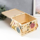 Шкатулка бамбук "Сад с пионами" квадрат, с ручками 16х24х24 см 7615685