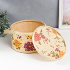 Шкатулка бамбук "Сад с пионами" круглая, с ручками 16х26х26 см - фото 44362602