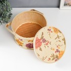 Шкатулка бамбук "Сад с пионами" круглая, с ручками 16х26х26 см - фото 44362603