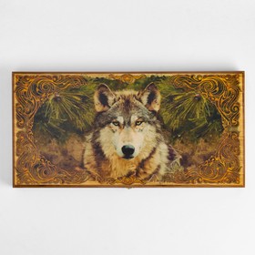 Нарды деревянные большие, настольная игра "Таежный волк", 50 х 50 см, с шашками