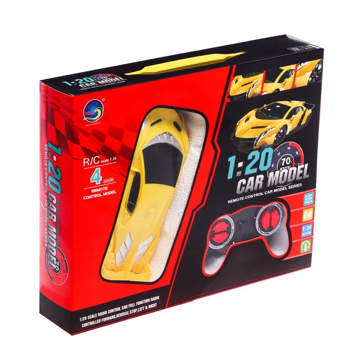 Машина радиоуправляемая «Ламбо», 1:20, работает от аккумулятора, цвет жёлтый 53869