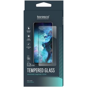 Защитное стекло BoraSCO для  Samsung Galaxy A01 Core, полный клей, черная рамка, прозрачное