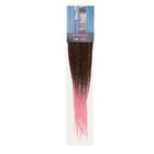 SIM-BRAIDS Афрокосы, 60 см, 18 прядей (CE), цвет каштановый/розовый(#FR-12) - Фото 5