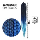 SIM-BRAIDS Афрокосы, 60 см, 18 прядей (CE), цвет чёрный/синий/голубой(#FR-34) - фото 295586978