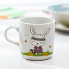 Набор детской посуды Доляна «Зайка», 3 предмета: кружка 230 мл, миска 400 мл, тарелка d=18 см - фото 54730666