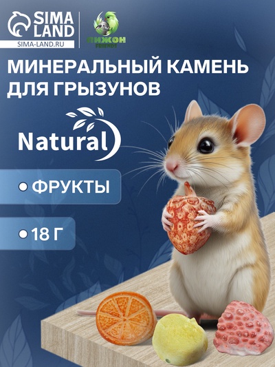 Минеральный камень «Пижон» для грызунов, фрукты, набор из 4 шт., 18 г