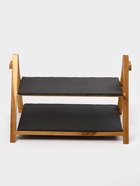 Блюдо - этажерка Magistro Valley, 2 яруса, сланец, чёрное - Фото 2