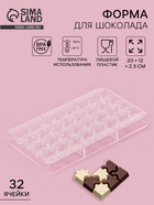 Форма для конфет и шоколада «Пазлы», 20×12×2.5 см, 32 ячейки 2×2×0.8 см, пластик, прозрачная - Фото 1