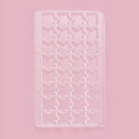 Форма для конфет и шоколада «Пазлы», 20×12×2.5 см, 32 ячейки 2×2×0.8 см, прозрачная