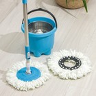 Набор для уборки, ведро с металлической центрифугой 7.2 л, швабра с телескопическим черенком 76-105 см, запасная насадка из микрофибры, МИКС - Фото 2