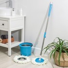Набор для уборки, ведро с металлической центрифугой 7.2 л, швабра с телескопическим черенком 76-105 см, запасная насадка из микрофибры, МИКС - Фото 8