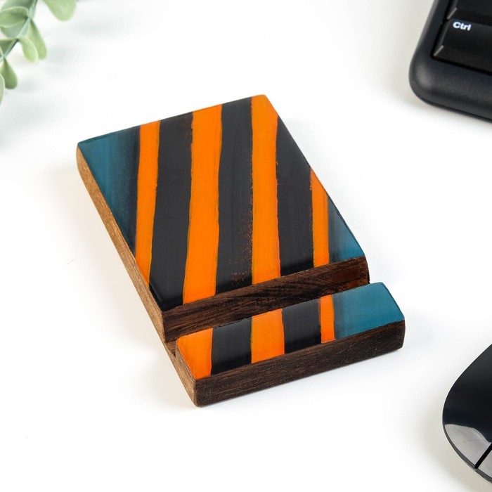 Подставка для телефона «Георгиевская лента», 13×8×1.5 см, дерево, эпоксидная смола, ручная работа - Фото 1