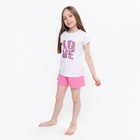 Комплект для девочки, цвет белый/розовый, рост 140 - фото 2721346