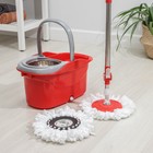 Швабра с отжимом и ведро с металлической центрифугой, запасная насадка, цвет МИКС - Фото 1