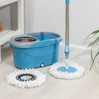 Швабра с отжимом и ведро с металлической центрифугой, запасная насадка, цвет МИКС - Фото 3