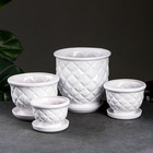 Набор горшков для цветов «Шишка», белый, керамика, 4 шт.: 4 л, 1.5 л, 1 л, 600 мл - Фото 8