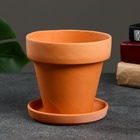 Горшок для цветов «Терра», 500 мл, d=12 см, h=11 см, керамика, с поддоном, цвет терракот 7818703