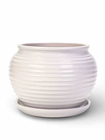 Горшок для цветов «Сатурн», 6.5 л, d=28 см, h=24 см, керамический, с поддоном, белый