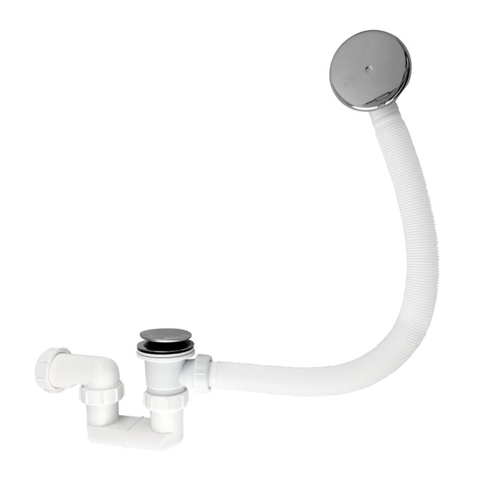 Сифон для ванны "САНАКС" 8732, d=70 мм, автомат, нажимной, длина шлага 520 мм, пластиковый - Фото 1