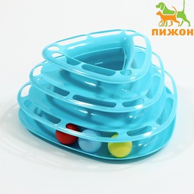 Игровой комплекс для кошек трехуровневый с шариками, голубой 7442147